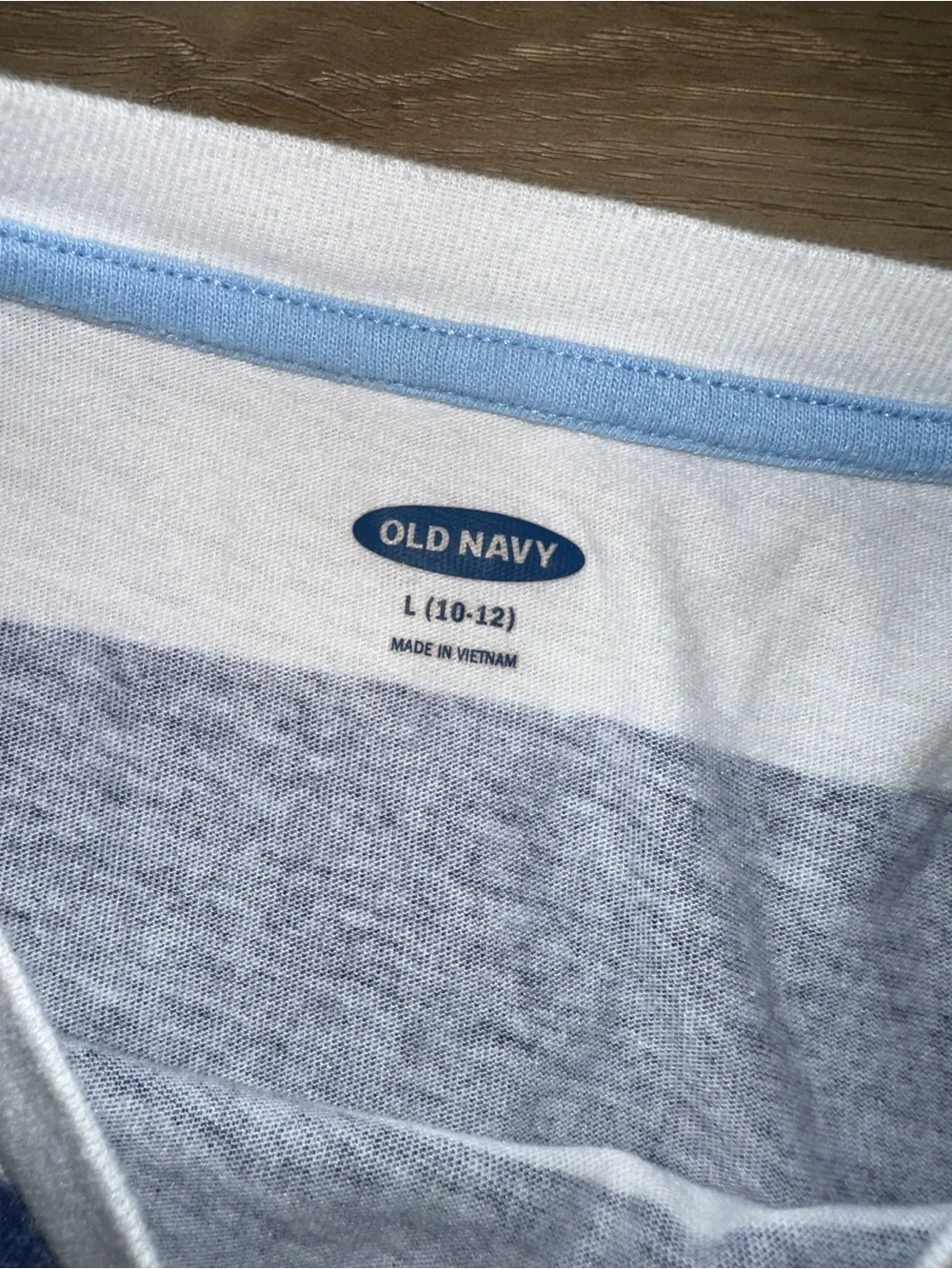 Old Navy Boys Short Sleeve Wide Stripe Tee - Navy, Light Blue & White